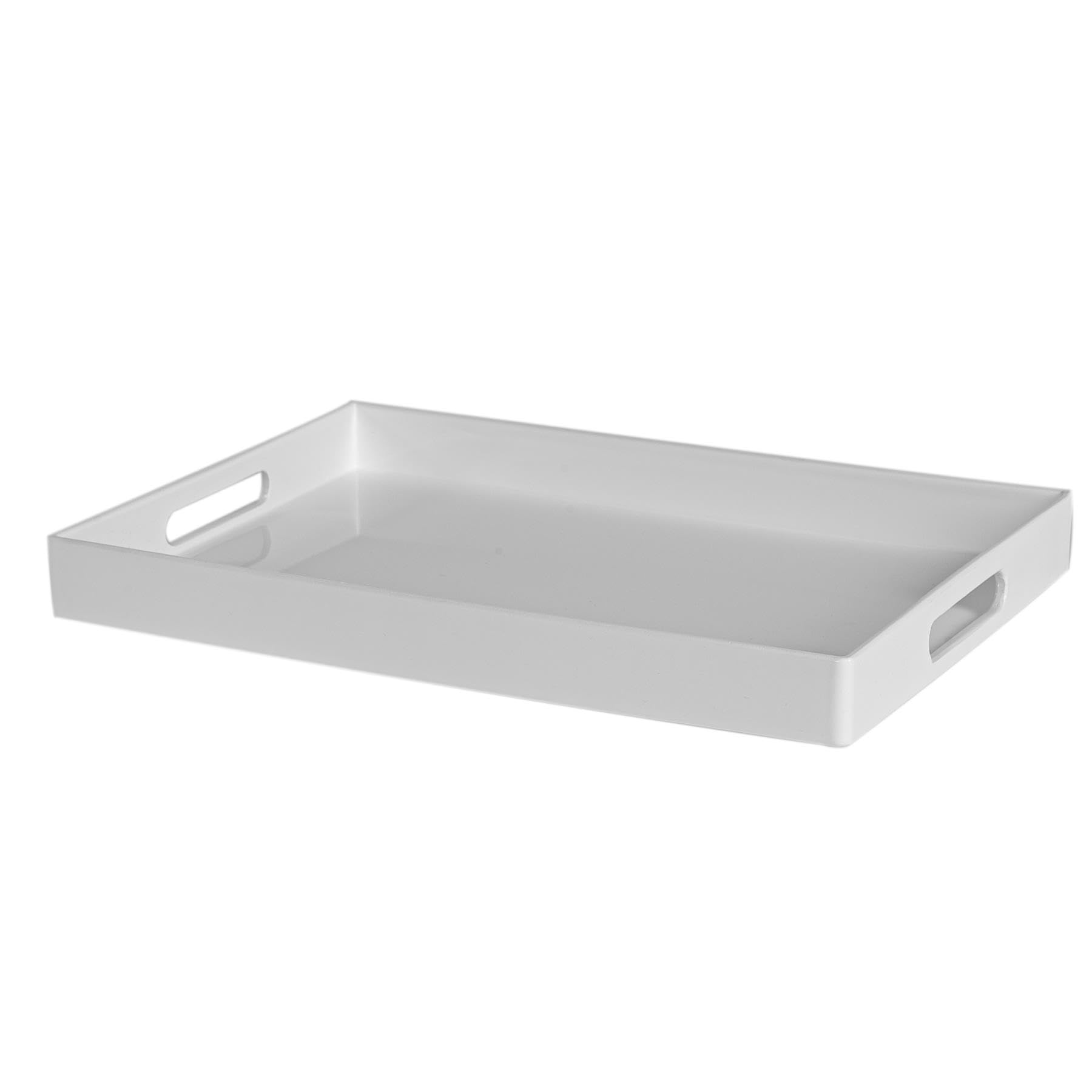 Argon Tableware 34.5 x 30cm Serving Tray with Handles - White - Rectangular Tray Metallic Decorative Breakfast Platter Melamine Food Dish for Eating, Snacks, Drinks, Food Serving