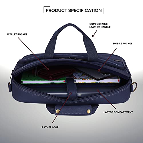 Image of WildHorn Classic Leather 15 inch Laptop Messenger Bag for Men I Office Bags I Travel Bags I Carry Handles with Adjustable Strap I DIMENSION: L- 15.5 inch H-11.5 inch W- 3.5 inch
