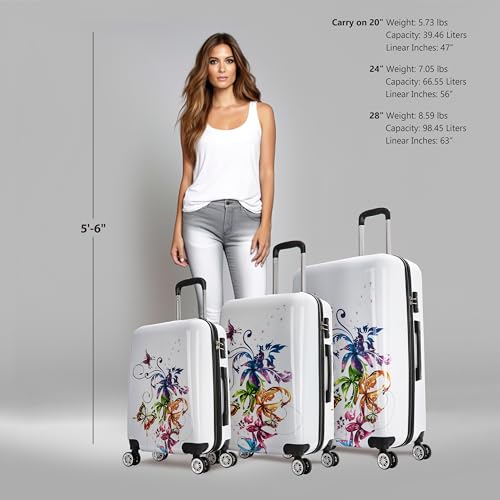 InUSA Fusion Print Luggage with Spinner Wheels | Durable Lightweight Hardside Suitcase | Travel Bag with Handle and Trolley | (20in, 24in, 28in) 3 Piece Set - Image 3