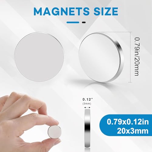 Image of 50 Pcs Small Magnets, 20x3mm Rare Earth Magnet Neodymium Disc Magnets for Crafts, DIY, Office, Dry Erase Board, STEM Measurement Kit
