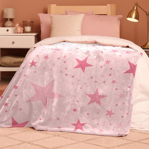 Couverture polaire étoiles roses en microfibre douce premium - 8