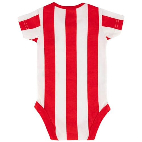 ATM - Body Bebé Oficial PERSONALIZABLE | Diseño rojiblanco con escudo | 100% algodón transpirable | Cierre con corchetes | Ideal para regalo colchonero (Rojo y Blanco, 6 meses)