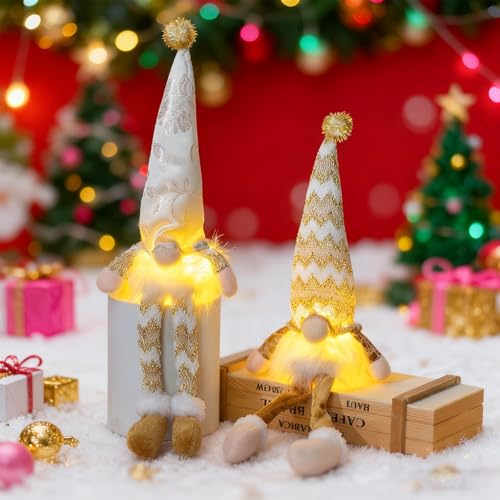 Jiahuade LED Wichtel,2 Stück Weihnachten Deko Wichtel mit LED...