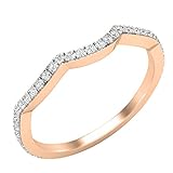 Dazzlingrock Collection Anillo de boda de 0,20 quilates con diamante blanco redondo de 1/5 quilates, oro rosa de 18 quilates, talla 10