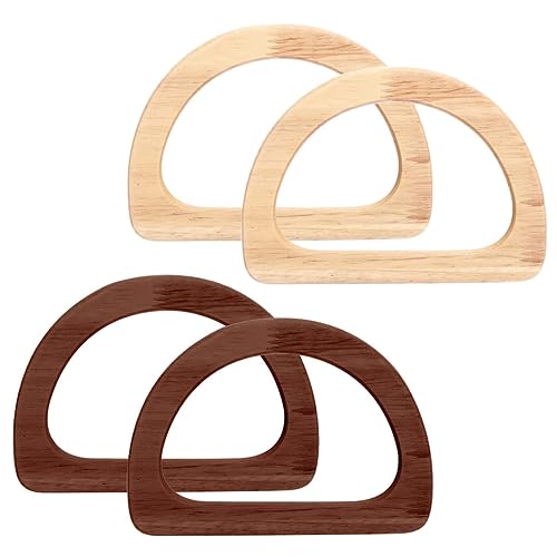 Qianxihu 4 asas de madera en forma de D para bolso de mano, asas ovaladas, marco de madera, mango de repuesto hecho a mano, herramienta para bolso de mano, accesorios de bricolaje