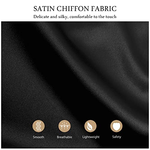 Elegant Soft Wraps Ladies Scarves,Women Satin Chiffon Evening Scarves Silky Solid Color Cape Shawl Lightweight Wraps Stole For Weddings Bridal Bridesmaids Proms Parties (Color : Black)3