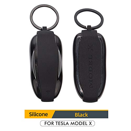 Image of Tesla Gear Silicon Key Fob Cover Keychain for Tesla Model X (Black)