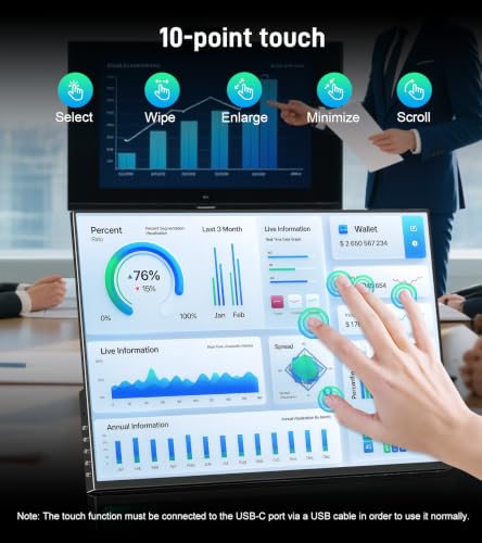 Image of 16 inch OLED Portable Monitor,2K Touchscreen Monitor 120Hz,Speakers(dark black)