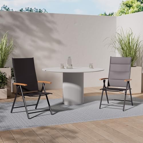 Chaise de jardin pliante anthracite réglable lot de 2 Verona - 3