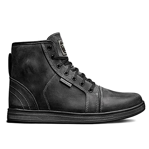 Indie Ridge Black Leather Motorcycle Boots, Crow - Protective Powersports Boots, Waterproof (14) #TOP1