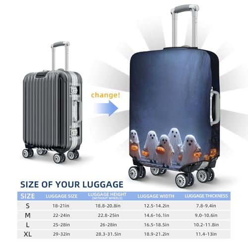 Cute Ghosts Carrying Halloween Pumpkins Elastic Travel Luggage Covers Dustproof Scratch-Resistant Suitcase Protector Fit 22-24 Inch4