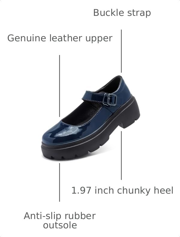 Image of Womens Mary Jane Shoes Round Toe Ankle Buckle Strap | Chunky Heel Pumps Platform Casual Comfortable Dressy Party Work Oxfords