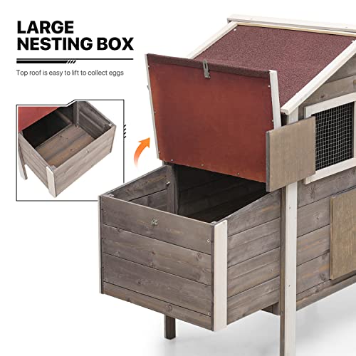 Monibloom A41-HUT-003-NAT Chicken Coop Hen House With Nesting Box For Yard, Removable Bottom Wooden Poultry Hutch Rabbit Cage thumb #7