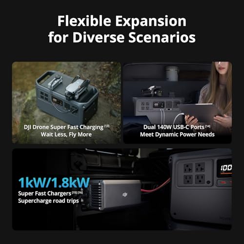 DJI Power 1000 V2 Portable Power Station, 1024Wh LFP Battery, 2600W Stable Output, Compact Size, 0-80% Recharge in 37 Mins, Electric Generator for Home Use, Camping & RVs, Outdoors - Image 8