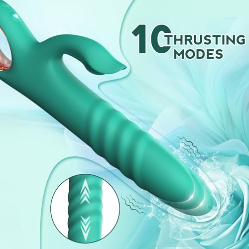 Image of Thrusting Vibrator Sex Toy for Women - G Spot Vibrator Clitoral Stimulator Dual Rabbit Dildo Vibrator with 10 Powerful Vibration 10 Thrust Modes, Adult Toy for Women