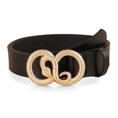 Millennials In Motion Snake Belt for Women Serpent Goth Python Gold Buckle Gothic Double Circle OO Accent Statement Belt