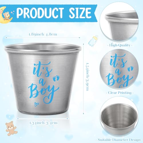 Pickmesh PICKMESH-MCNR-6192 50 Sets Baby Shower Favors For Guest It'S A Girl It'S A Boy Shot Glasses Stainless Steel Shot Glasses thumb #1