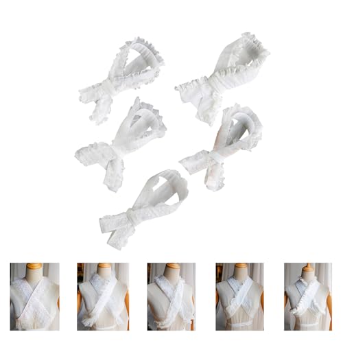 Elegant Kimono Collar Accessory Ruffle Lace Pearls Beaded Japanese Dress Cores Collar Lining Kimono Belt For Womens Robe2