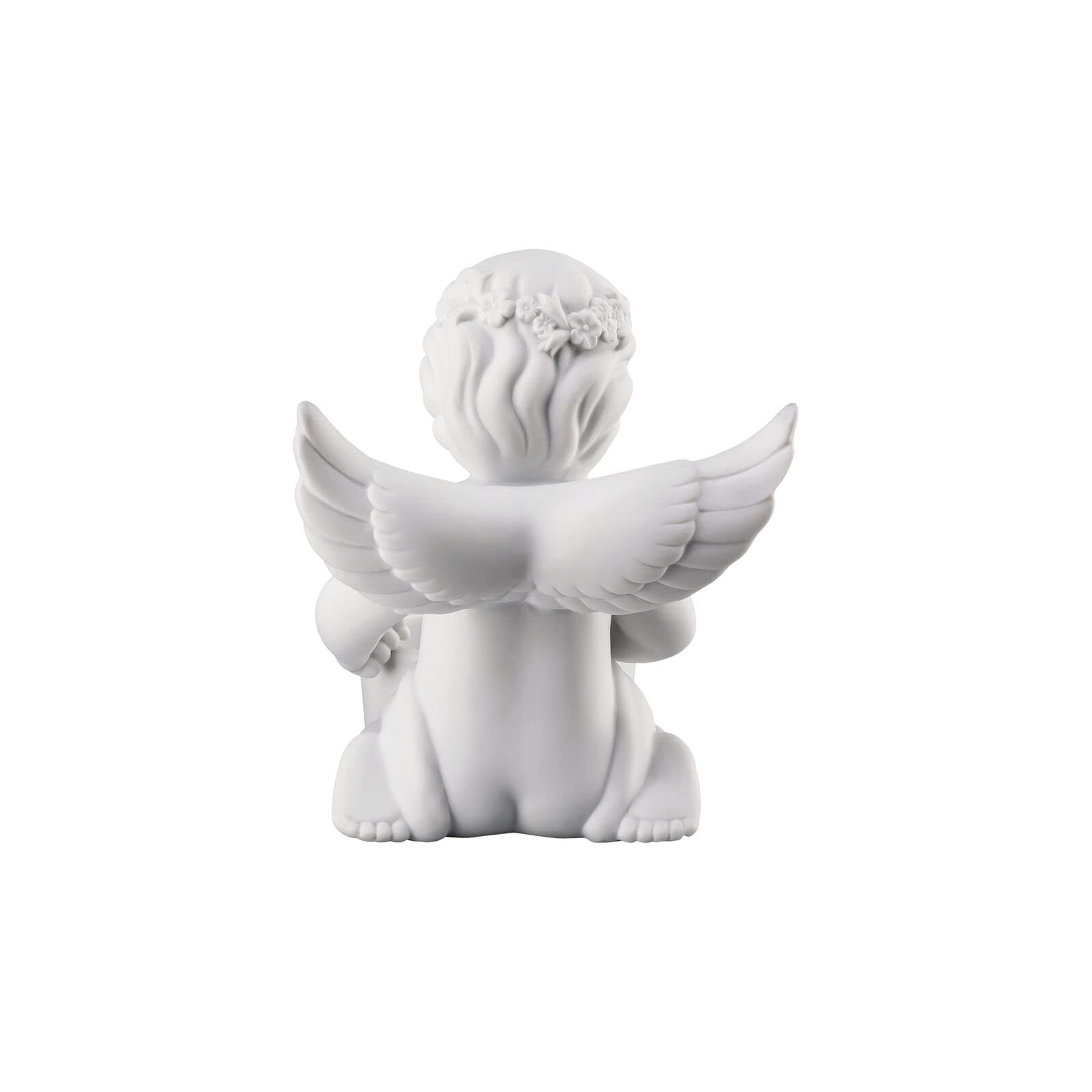 Rosenthal Anioł z wiankiem kwiatowym, światło stołowe, biały, matowy, porcelanowy aniołek - Ø 8,8 cm - wys. 10,2 cm, porcelana