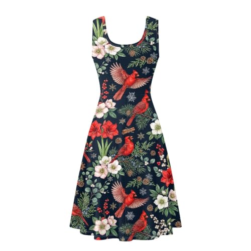 Image of TOADDITDO Women's Sleeveless O Neck Beach A-Line Party Coctail Tank Dresses Flared Sundress