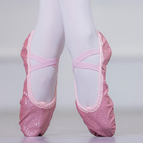 Children Ballet Shoes for Girls Dance Performance Slippers Sequins 𝐆enuine Leather Ballerina Yoga Shoes4