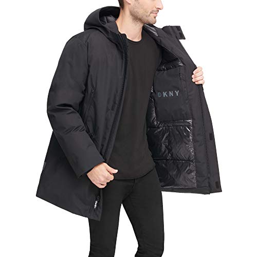 Image of DKNY Men's Water Resistant Hooded Logo Parka Jacket