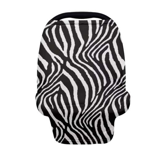 Image of Forchrinse Zebra Stripes Baby Car Seat Canopy for Boys Girls-Soft Nursing Breastfeeding Cover Multi-use Stroller Cover Washable
