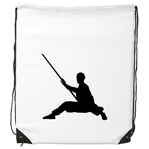 DIYthinkerWomen's Shaolin Stick China Chinese Monk Soldier Martial Art Kung Fu Traditional Culture Illustration Pattern Drawstring Backpack Fine Lines Shopping Creative Handbag Shoulder Environ Tal P