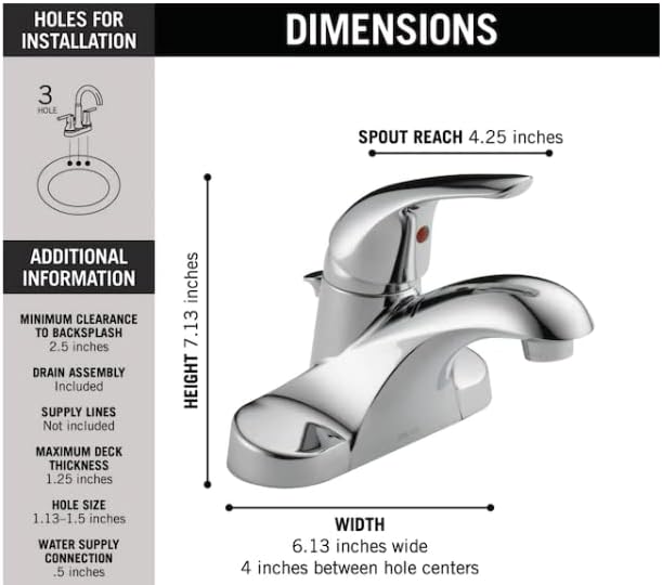 Delta Foundations 2-Pack Chrome 1-Handle 4-in centerset WaterSense Mid-arc Bathroom Sink Faucet with Drain