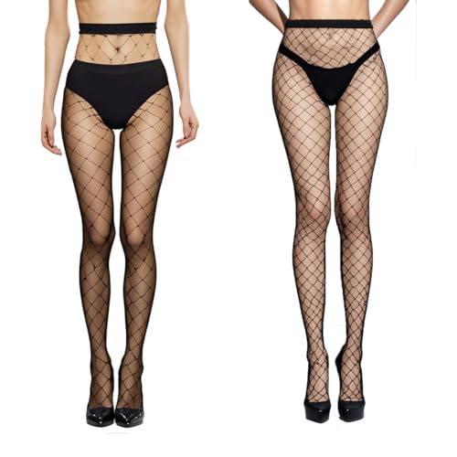 Image of Womens High Waist Fishnet Tights Black Fishnet Stockings Sexy Party Thigh High Mesh Stockings Pantyhose for Women