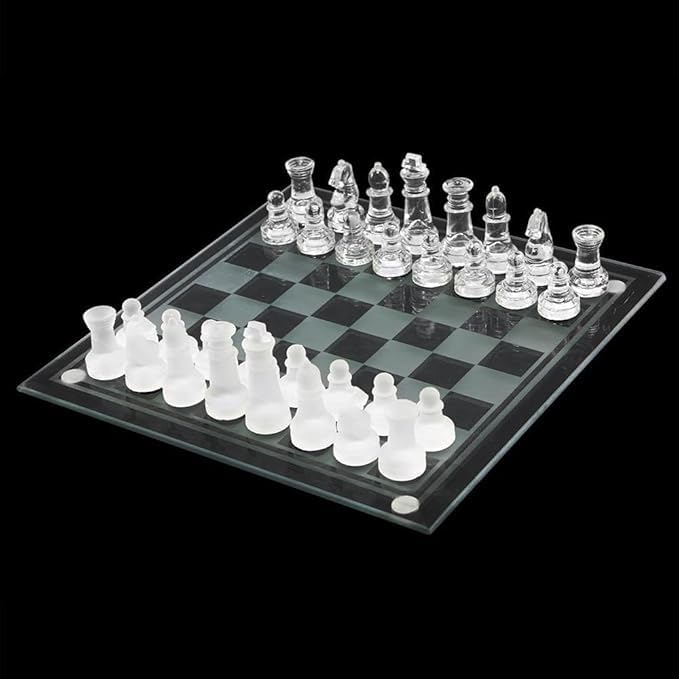 ark future Frosted Glass Chess Set, Solid Crystal Chess Pieces with Padded Bottom - Image 3