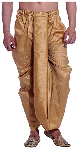 ROYAL Kurta Men's Art Silk Fine Quality Ready to Wear Dhoti Pant Free Size Brown
