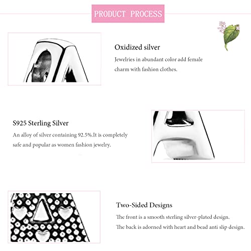 Initial Charms Fits Pandora Bracelet S925 Sterling Silver Letter Charms for Bracelets Alphabet A-Z Letters Bead Bracelet for Women Birthday Ceremony Charm Bracelets Necklace Pendent Anklet DIY Jewelry4