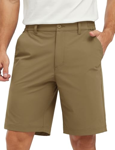 Image of TBMPOY Men's Golf Shorts Lightweight 5 Pockets Casual Dress Stretch Elastic Waist Quick Dry Flat Front Travel Shorts