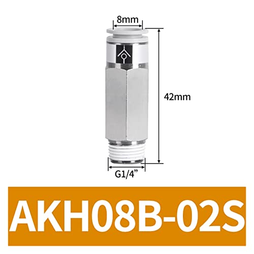 Raccord tuyau d'air avec clapet anti-retour pneumatique AKH08B-02S