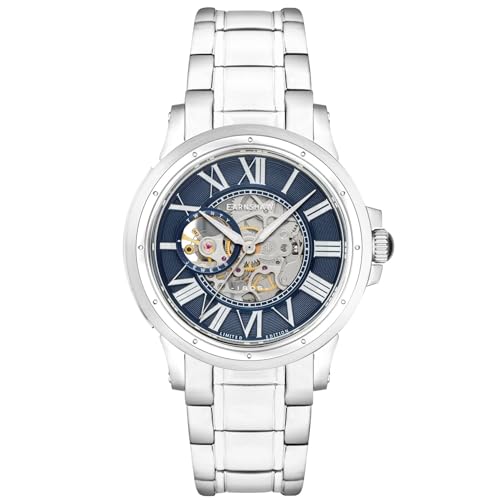 Thomas Earnshaw Herren 42mm Comet Open Heart Skeleton Automatik Machine Blue Uhr mit massivem Edelstahlarmband ES-8243-33