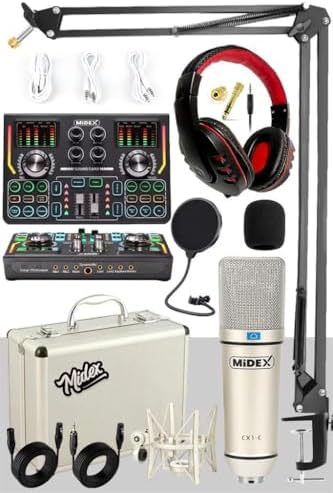 Midex CX1 Titanium Set Efektli Ses Kartı Mikrofon Kulaklık Stand Kayıt Canlı Yayın (PC ve Telefon) - Görsel 1