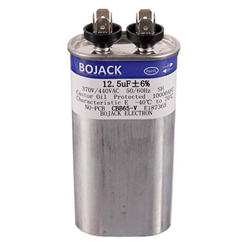 BOJACK 12.5 uF ±6% 12.5 MFD 370V 440V CBB65 Oval Run Start Capacitor for AC Motor Run or Fan Start and Cool or Heat Pump Air Conditione