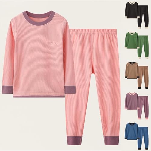 Toddler Girls 2 Piece Oufits Color Block Long Sleeve Crewneck Sweatshirt + Pants Fall Winter Clothes for Boys 2-15 Years2