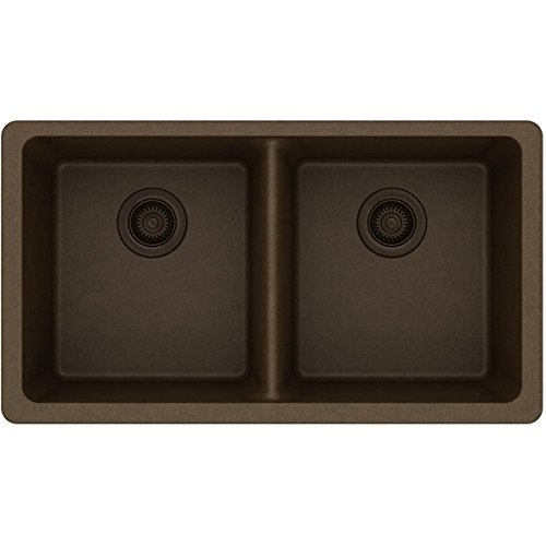 Elkay ELGU3322MC0 Quartz Classic Equal Double Bowl Undermount Sink, Mocha