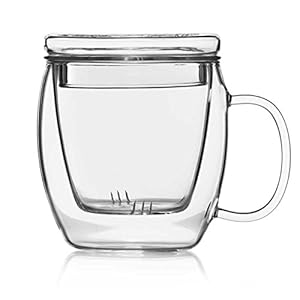 Dimono Profi Teebereiter mit Knopf und Filtereinsatz aus Borosilikat-glas Teezubereiter Teekanne