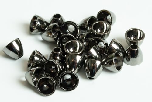 Blue Wing Olive Tungsten Cones for Fly Tying - 100 Pack (Black Nickel, Medium 5 x 4 mm (3/16'))