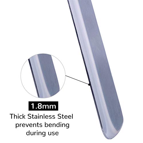 Footfitter Premium Stainless Steel Shoe Horn - 1.8 Mm Extra Thick, Best Sturdy Shoehorn With Genuine Leather Handle Grip (23" Shoe Horn) #TOP2