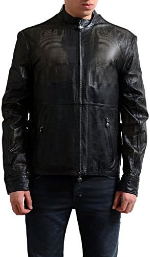 Gianfranco Ferre Men's 100% Leather Jacket with Adjustable Sleeves