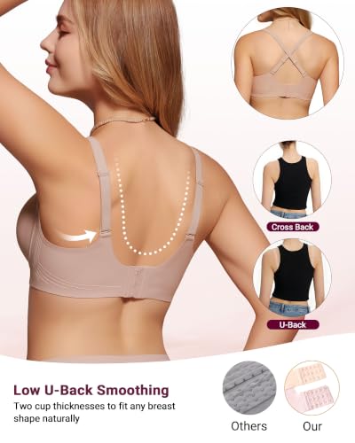 Image of As Fairy Wireless Bras for Women Jelly Push Up Scalloped T-Shirt Bra