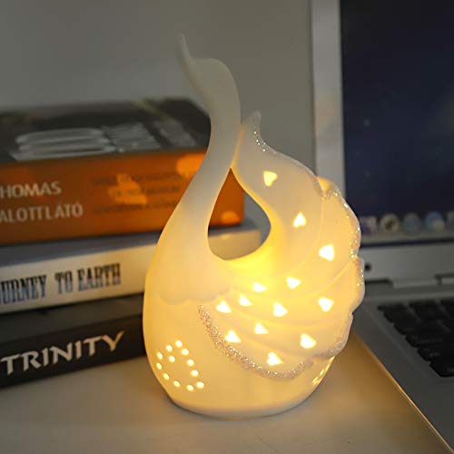 Lámpara de Mesa de Noche LED Forma Cisne Cerámica miniatura 4
