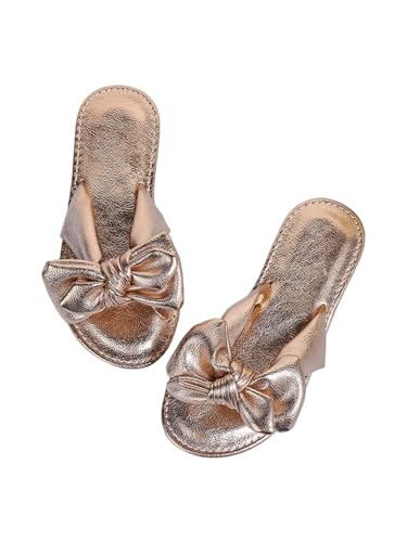 Image of GORGLITTER Girl's Slip on Sandals Bow Sandals Round Open Toe Beach Sandals