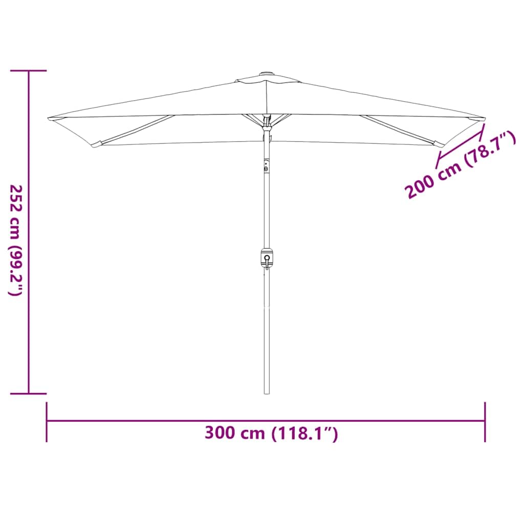 Parasol ogrodowy, parasol przeciwsłoneczny, baldachim do ogrodu, na zewnątrz, na patio, z metalowym słupkiem, 300x200 cm, kolor taupe