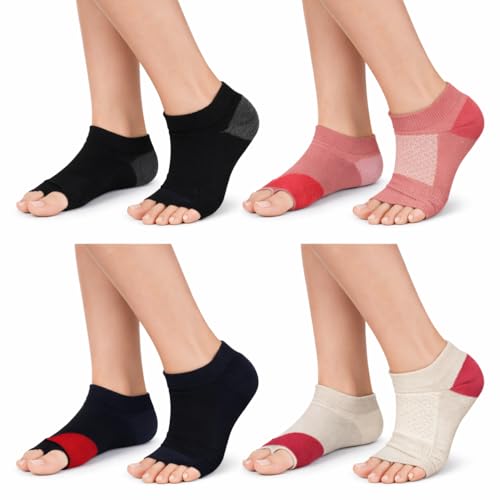 Pure Cotton Toeless Compression Socks for Men & Women | Diabetic Neuropathy Support | Anti-Crack Heel Protector Half Socks | Breathable Open Toe | Assorted Colours | Pack of 2 (1 Pair)