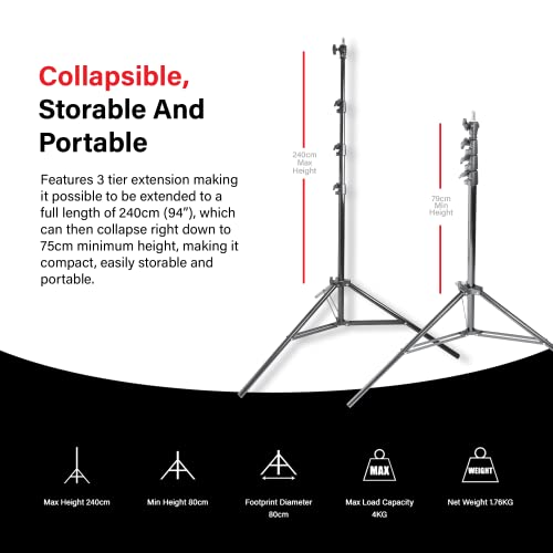 PIXAPRO 240cm Aria Imbottito Luce Stand 4 Pezzi